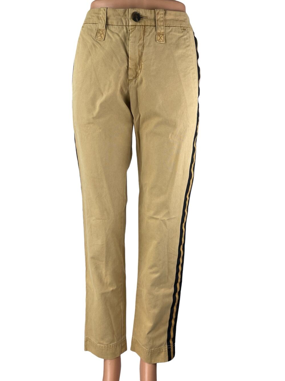 Zadig & Voltaire Women's Khaki Tan Side Stripe Straight Trousers Pants Size 34